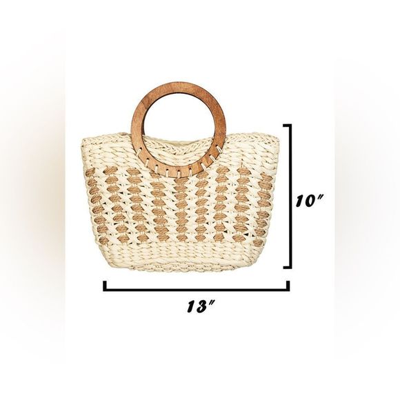 NEW Small Braided Round Handle Tote Bag - Picture 5 of 6